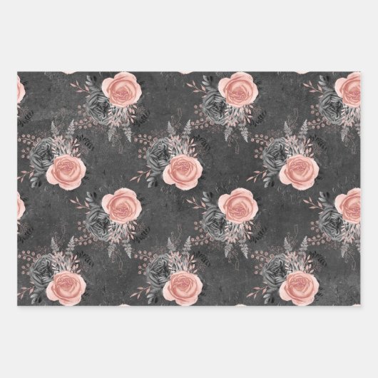 赤面ピンクローゼズオンチャーク ラッピングペーパーシート (正面)