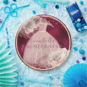 赤面ピンクローゼズオンブルゴーニュ&金ゴールドキンセアニラ ペーパープレート (パーティー)