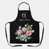 赤面ピンクローゼズモノグラム エプロン (正面)