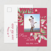 赤面ピンクローゼズSave the Date 結婚's 案内ポストカード (正面/裏面)