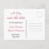 赤面ピンクローゼズSave the Date 結婚's 案内ポストカード (裏面)