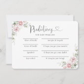 赤面ピンクローゼベビーシャワー予測カード 招待状 (正面)