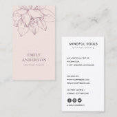 赤面ピンクロータスシンプル霊気スピリチュアルヒーラー 名刺 (正面/裏面)