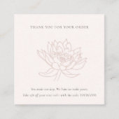 赤面ピンクロータスフローラロゴショッピングありがとう スクエア名刺 (正面)