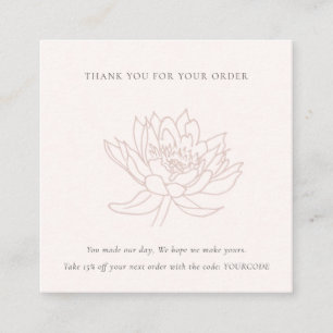 赤面ピンクロータスフローラロゴショッピングありがとう スクエア名刺