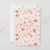 赤面ピンクワイルドフラワーウェディングRSVPカード 出欠カード (裏面)