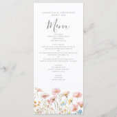 赤面ピンクワイルドフラワーウォーター結婚カラーのフラットメニュー メニュー (正面)