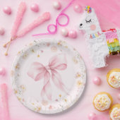 赤面ピンクワイルドフラワーズボウベビーイン開花 ペーパープレート (パーティー)