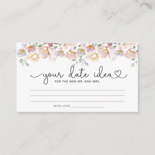 赤面ピンクワイルドフラワーデート夜のアイディア。日付jar エンクロージャーカード (正面)