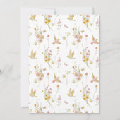 赤面ピンクワイルドフラワーバーズボウガールベビーシャワー 招待状 (裏面)