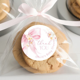 赤面ピンクワイルドフラワーピンクボウありがとう ラウンドシール