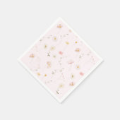 赤面ピンクワイルドフラワーフローラベビーシャワー スタンダードカクテルナプキン (角)