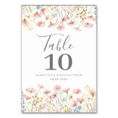 赤面ピンクワイルドフラワーフローラ水彩結婚色 テーブルナンバー (裏面)
