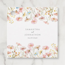 赤面ピンクワイルドフラワーフローラ結婚式の引き出物ラベル フェイバータグ