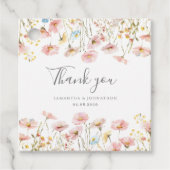 赤面ピンクワイルドフラワー結婚の感謝メッセージカード フェイバータグ (正面)