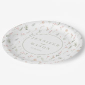 赤面ピンクワイルドフラワー結婚フローラ紙プレート ペーパープレート (アングル)