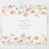 赤面ピンクワイルドフラワー結婚フローラ スパークリングワインラベル (シングルラベル)