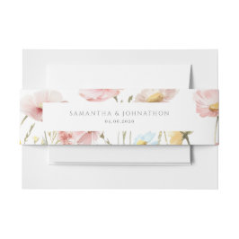 赤面ピンクワイルドフラワー結婚フローラ 招待状ベリーバンド