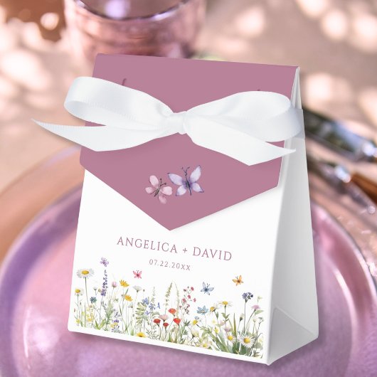 赤面ピンクワイルドフラワー結婚式の引き出物ボックス フェイバーボックス