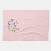 赤面ピンクワイルドフラワー キッチンタオル (横)