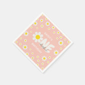 赤面ピンクワンダーフルデイジーフラワー1st誕生日 スタンダードカクテルナプキン (角)