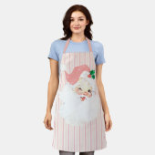 赤面ピンクヴィンテージウィンクサンタクリスマスエプロン エプロン (着用した状態)