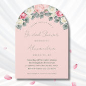 赤面ピンクヴィンテージガーデンバラブライダルシャワー 招待状