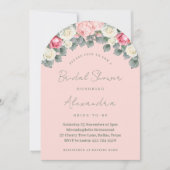 赤面ピンクヴィンテージガーデンバラブライダルシャワー 招待状 (正面)