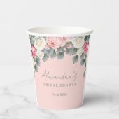 赤面ピンクヴィンテージガーデンバラブライダルシャワー 紙コップ (裏面)