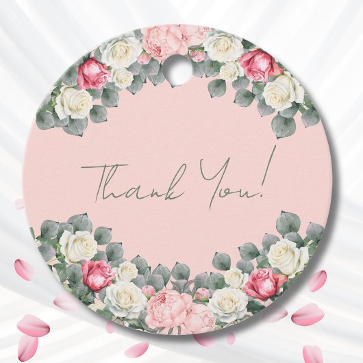 赤面ピンクヴィンテージガーデンバラベビーシャワー フェイバータグ