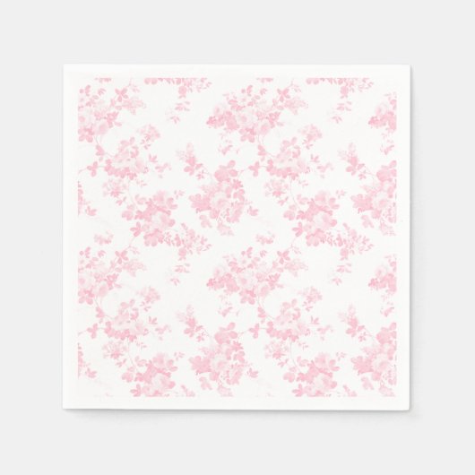赤面ピンクヴィンテージバラエレガントフローラ スタンダードカクテルナプキン (正面)