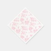 赤面ピンクヴィンテージバラエレガントフローラ スタンダードカクテルナプキン (角)