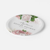 赤面ピンクヴィンテージバラフローラブライダルシャワー白 ペーパープレート (アングル)