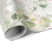 赤面ピンクヴィンテージバラ多糖多糖多糖多糖&ユーカリ ラッピングペーパー (ロールコーナー)