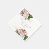 赤面ピンクヴィンテージフローラカップルのブライダルシャワー スタンダードカクテルナプキン (角)