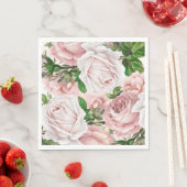 赤面ピンクヴィンテージフローラ緑 スタンダードランチョンナプキン (インサイチュ)