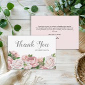 赤面ピンクヴィンテージフローラ誕生日ありがとう サンキューカード