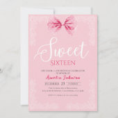 赤面ピンクヴィンテージボウSweet sixteen誕生日 招待状 (正面)