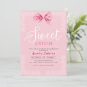 赤面ピンクヴィンテージボウSweet sixteen誕生日 招待状 (スタンド正面)