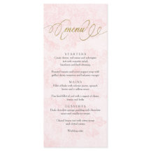赤面ピンクヴィンテージ結婚バラのメニューカード