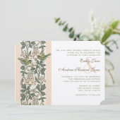 赤面ピンクヴィンテージ鳥のハニーサックル結婚ズ 招待状 (スタンド正面)