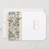 赤面ピンクヴィンテージ鳥のハニーサックル結婚ズ 招待状 (裏面)