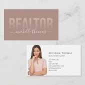赤面ピンク不動産仲介業者実在エテートプロフェッショナル写真 名刺 (正面/裏面)