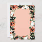 赤面ピンク不気味ハロウィーン子供の誕生日パーティー 招待状 (裏面)