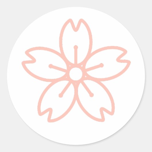 赤面ピンク丸桜(さくらんぼ花)シール ラウンドシール (正面)