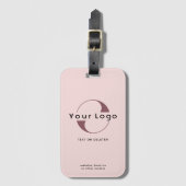 赤面ピンク会社のロゴビジネスレザーストラップ ラゲッジタグ (正面縦)