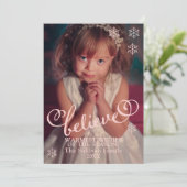 赤面ピンク信じ | Snowflakesクリスマスフォト シーズンカード (スタンド正面)