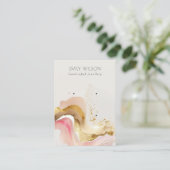 赤面ピンク光沢のあるグリッターテクスチャ2イヤリングディスプレイ 名刺 (スタンド正面)