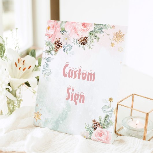 赤面ピンク冬のオネダーランドの誕生日カスタム祝い 台座サイン