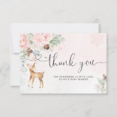 赤面ピンク冬ベビー鹿感謝していユー カード (正面)
